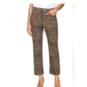 Mango Leopard Print Straight Leg Jeans